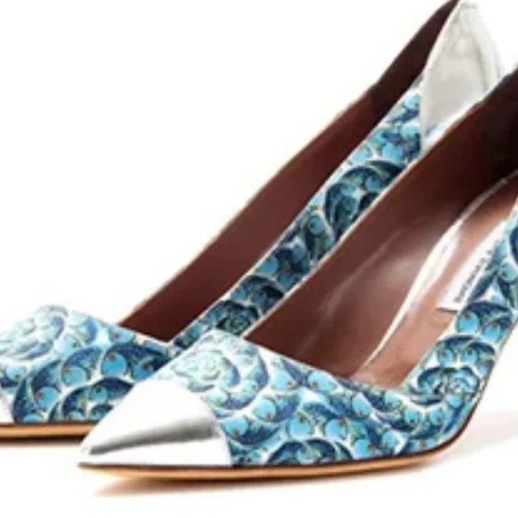Tabitha Simmons Blue and Silver Floral Heels - Picture 3 of 10